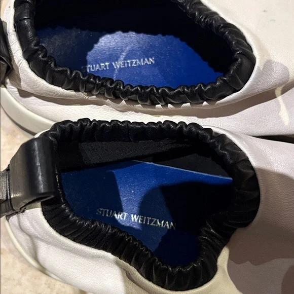 Stuart Weitzman White and Black Slip-On Shoes - Picture 4 of 5